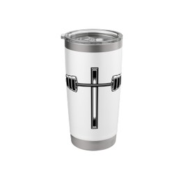 Dumbbell Barbell Cross Christian Gym Workout Weightlifting Stainless Steel Insulated Tumbler