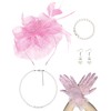 5 Pack Pink Fascinators Hat for Women Tea Party Veil