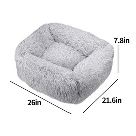 MANGOKKA Pet Bed, 26 in Plush Soft Calming Dogs Bed for Indoor Pets, Washable Fluffy Cat Bed for Small Medium Dogs and Cats, Anti-Slip Mute Base Warming Cozy Soft Pet Puppy Bed (Light Grey)