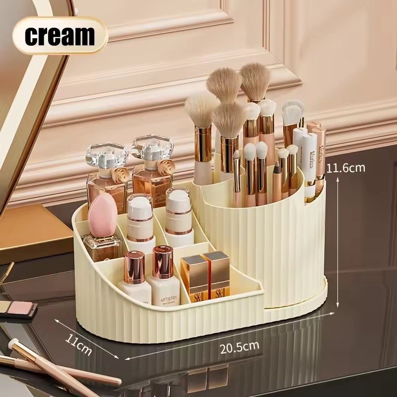 360° Rotating Makeup Organizer for Vanity – Multi-Compartment Cosmetic Storage
