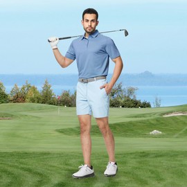 Golf Shirts for Men Dry Fit Short Sleeve Moisture Wicking Performance Jacquard Texture Collared Polo Shirts for Men