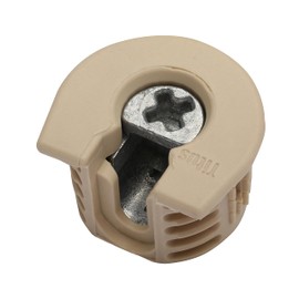 25 Pack Titus System 6 Cam Connector for 19mm Panel, with Ridge (Drop-in), Cam Lock Nut Furniture Fastener, Furniture Connecting Cam Fittings in Almond Finish, Non-Outrigger, R011ALM