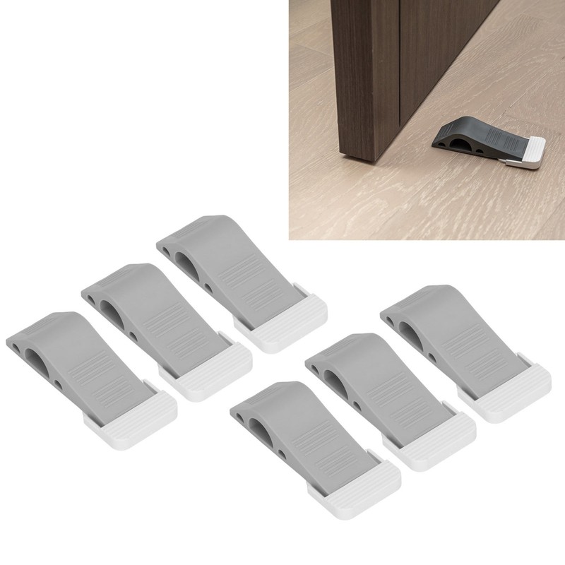 6pcs Door Stoppers Grey Hole Free Installation Noise Elimination TPR