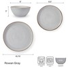 Pfaltzgraff Rowan Gray 12 Piece Plate Bowl Dinnerware Set, Service