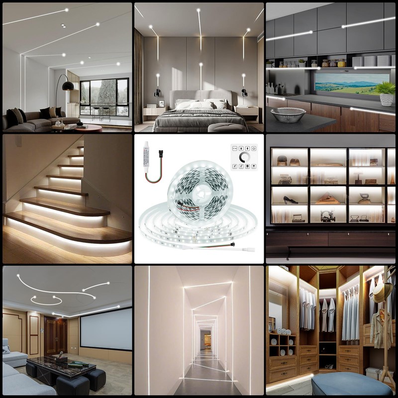 HOUHUI White LED Strip Lights 65.6Ft, 6500K White Running Water