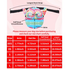 PET SHOW Dog Baseball Cap Tie Dye Dog Visors for Medium Large Dogs Pet Sun Hats with Ear Holes Adjustable Buckle Summer Boy Girl Puppy Hat - Rainbow/M