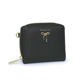 Merry Crown Wallet, Mini Wallet, Bifold Wallet, Children, Girls, Elementary School, Ribbon, Popular (Black)