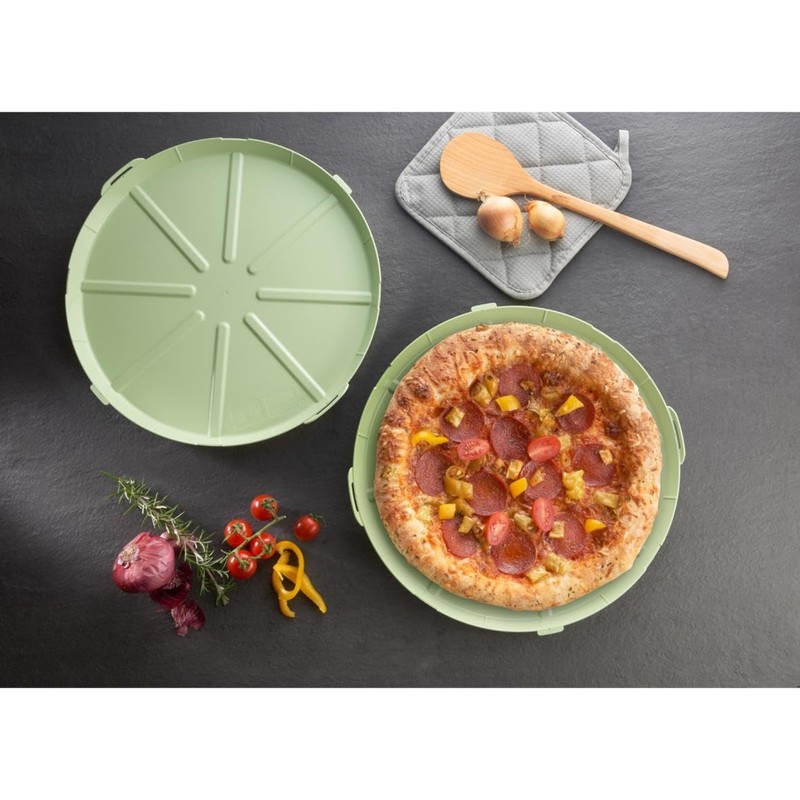 elastoreuse Practical pizza box 'ToGo' in transparent/black, brown, blue, green