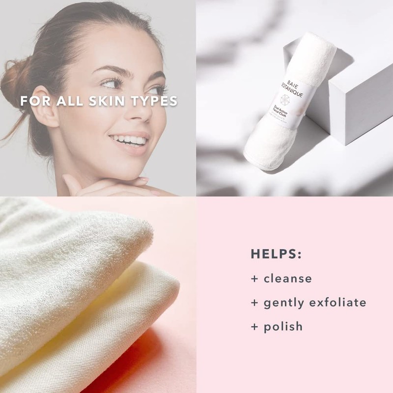 Baie Botanique Dual Action Facial Cleansing Cloth, Luxury Cotton Muslin