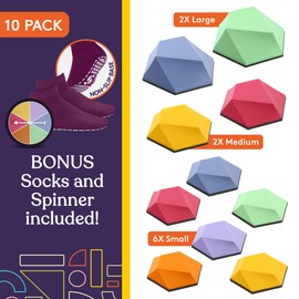 Special Supplies Diamond Shaped Stepping Stones for Kids Indoor and Outdoor Balance Blocks Promote Coordination, Balance, Strength Child Safe Rubber, Non-Slip Edging (Multi-Color, 10)