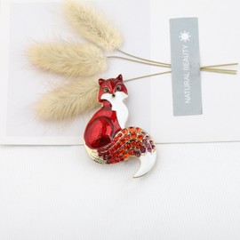 MYOSPARK Rhinestone Enamel Fox Brooches Fox Charm Jewelry Fox Lover Gift Animal Party Brooch Pins Fox Jewelry Gifts (CA Fox Brooch)