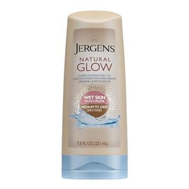 Jergens Natural Glow In-shower Moisturizer, Self Tanner, Medium to Tan Skin Tone Sunless Tanning, 7.5 Ounce Wet Skin Lotion, Locks in Hydration with Gradual, Flawless Color