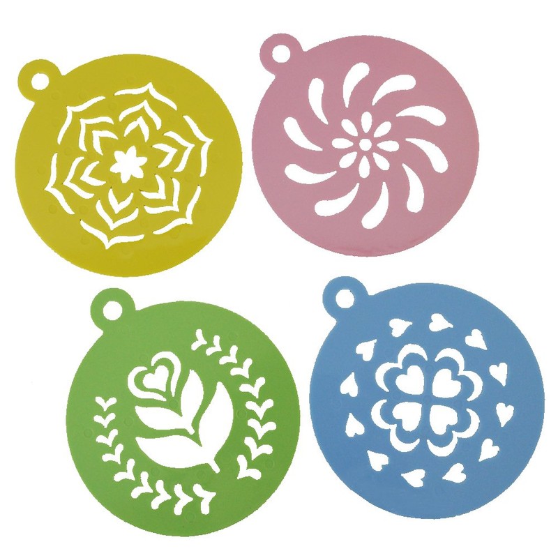 ラテアート用 ステンシルシート アート柄 4枚入 OC-10