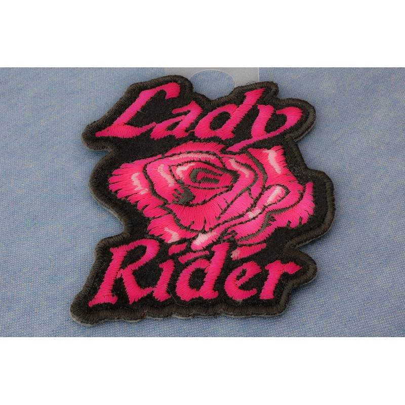 Ivamis Lady Rider Pink Rose Iron on Biker Patch -