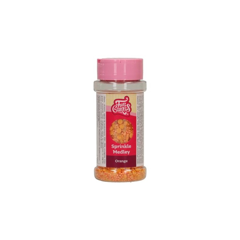 FunCakes Sprinkle Medley Orange, Arancione: Decorazioni di Zucchero, Sapore Delizioso,