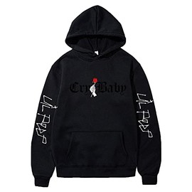 Lil Peep Hoodies Sweatshirts Pullover Hip Hop Streetwear Casual White Hoody Tops Fashion -black-M