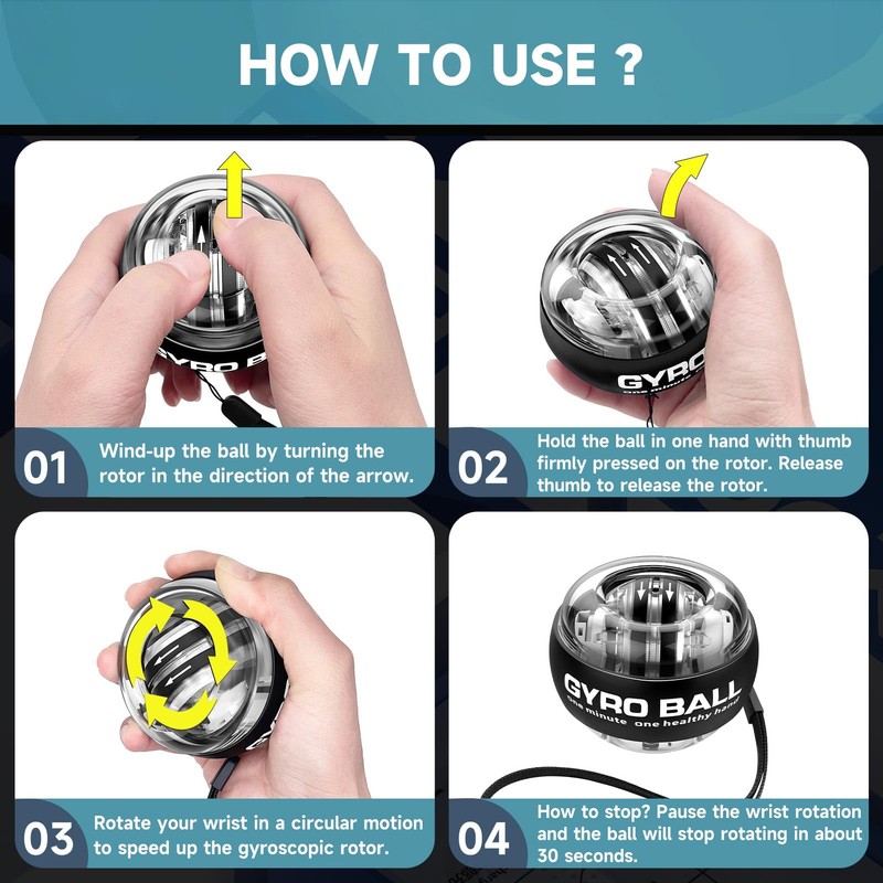 XMALL Wrist Power Gyro Ball, Hand Forearm Strengthener, Wrist Trainer,