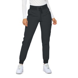 Monarch Uniforms Womens Jogger Scrubs Ribbed Jogger Scrub Pants for Women-(Black)-L