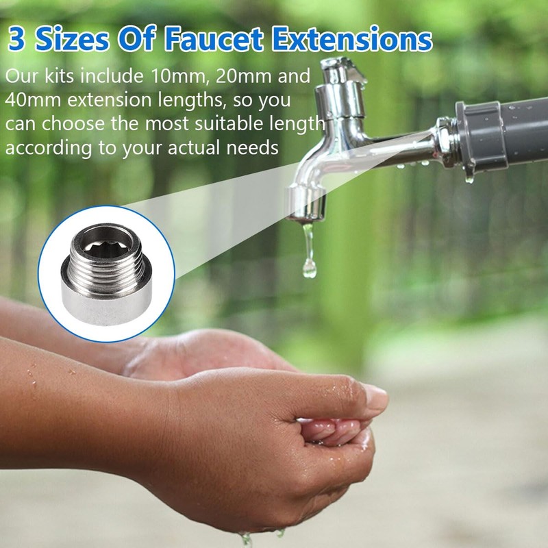 Pack of 6 Tap Extension 1/2 Inch, Stainless Steel Shower