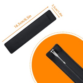 Pack of 5 Leather Single Fountain Pen Case, Pen Case for 1 Pen, Leather Case for Pens, Pencils, Ballpoint Pens, Stylus Pens, 16.5 x 3.5 cm, black, Classic