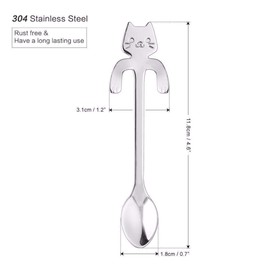 COMIART 4PCS Stainless Steel Mini Cat Kitten Design Stainless Steel Coffee/Tea/Dessert/Drink/Mixing/Milkshake Spoon Tableware Flatware Gadgets