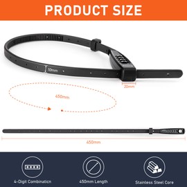 CXWCX Cable Lock with Combination Code, 3-Digit Steel Bicycle Lock - Compact, Adjustable (45 cm) for Skis, Prams, E-Scooter & Luggage, Portable Theft Protection (Black)