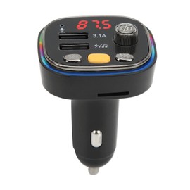 KIMISS Bluetooth FM Transmitter, 12-24V Music Player, Dual USB FM Radio Adapter, Quick Charger, Hands-Free Calling, LED Colour Backlight for Car