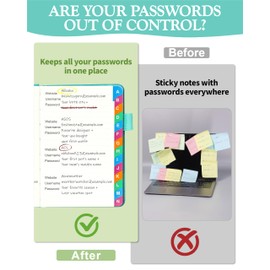 hi!SCI Small Password Keeper Book with Colorful Alphabetical Tabs, Hardcover Password Log-book for Internet Password and Website Address, 4.1"×6.2" Password Notebook for Home Office (Turquoise, Small