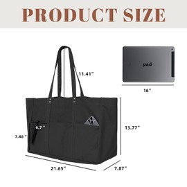 Large Canvas Tote Bag for Women Multi Pocket Tote Bag Reusable Grocery Bags Teacher Tote Bags with Laptop Sleeve Shoulder bag for Nursing Travel Shopping