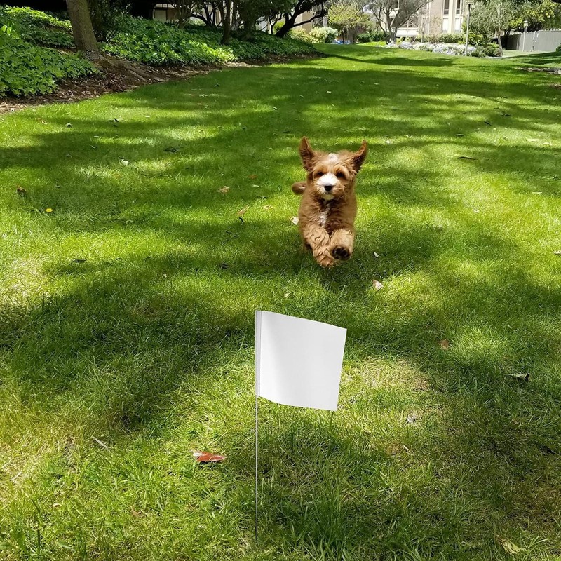 TELAIN White Marking Flags, Pack of 20 Marker Flags, Lawn