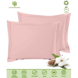 Cotton Delight European Pillow Shams Set of 2 Blush Pink Euro Shams 100% Natural Cotton 800TC Premium Euro Pillow Shams 28x28 Pillow Cover, Cushion Cover Euro Size (Euro 28x28, Blush Pink)