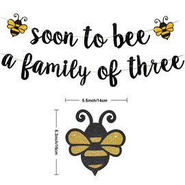 SKTMH Bee Banner Bee Party Decorations Bee Birthday Banner Honeybee Garland Bumble Bee Bunting Banner Soon To Bee a Family of three Banner Black Glitter Banner for Bee Theme Birthday Party Supplies