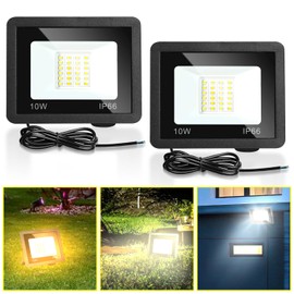 Jopassy LED Outdoor Spotlight 2 x 10 W Dimmable LED Floodlight IP65 Waterproof Outdoor Spotlight 3000/4000/6500 K LED Floodlight for Sports Field Lawns Backyard Driveway Garage Hallway Garden