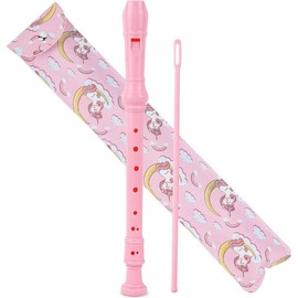 Recorder Instrument for Beginner  Adults,8-Hole Soprano Descant Recorder Music Flute with with Cleaning Rod & Leather Case For School Student Home Entertainment(2-Pink Unicorn) - Color: 2-Green Unicorn, Size: 2-Pieces