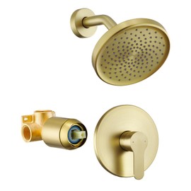 Tohlar Gold Single-Handle Shower Faucet Set with 6 Inch Rainfall Shower Head and Modern Shower Trim Kit in Brushed Gold