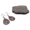 Tear Drop Shaped Patterned Multi-Colour Enamel Charm Bead Earrings in