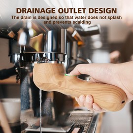 Espresso Coffee Machine Cleaning Brush Wood Grain Color Espresso Machine Electric Cleaning Brush 360° Cleaning Totally Enclosed Cleaning Espresso Machine Electric Cleaning Bristle for 51mm Grouphead