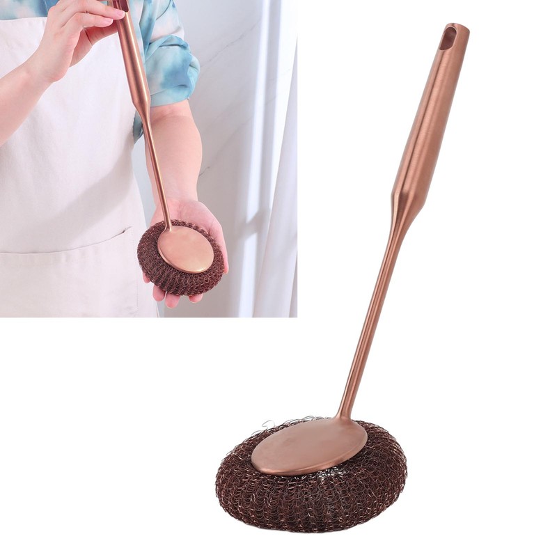 Long Handle Steel Wool Scrubber Deep Clean Rustproof Stainless Steel