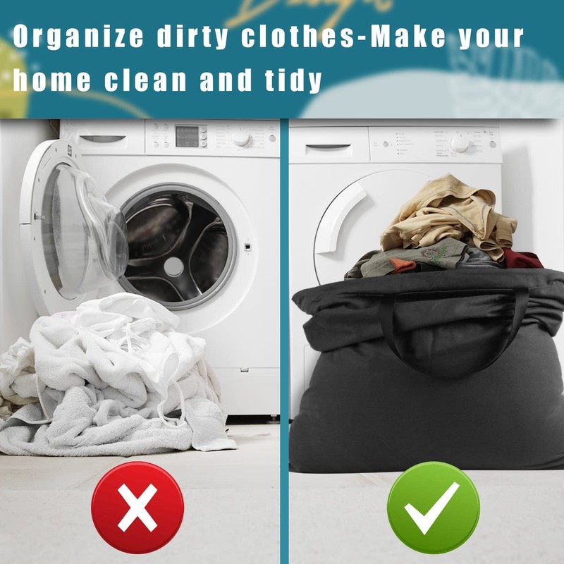 LOLOMLO Extra Large Canvas Laundry Bags with Handles & Drawstring