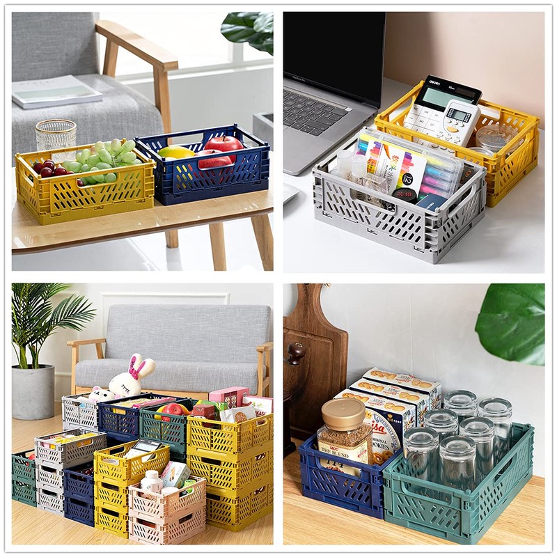 Spesh Pack of 2 Folding Crates, Plastic Folding Basket, Foldable