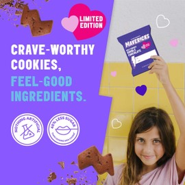 Mavericks Double Chocolate Bolt Cookies - Healthy Dairy Free Chocolate Chip Cookies, Vegan Friendly, Plant Based Snack for Kids, Nut Free - Valentine's Day Limited Edition, 2 Boxes (16 Pouches)