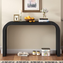 LUMISOL Modern Console Table, Elegant and Versatile Sofa Table Entryway Table with Sturdy and Stable Frame for Living Room, Hallway, Bedroom, Black