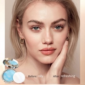 SURORAIN Oil Control Face Pressed Powder, Jelly Facial Makeup Setting Powder, Powder-Free, Delicate and Skin-Friendly, Minimizes Pores and Fine Lines, Long-Lasting Finish, Lightweight, Waterproof Facial Cosmetics