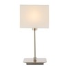 Contemporary Satin Nickel Bedside Table Lamp with White Cotton Fabric