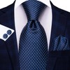 Hi-Tie Mens Tie Lapel Pin Set Pocket Square Cufflinks Woven
