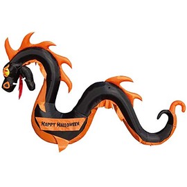 Air Blown Inflatable 12' Black Serpent Snake Dragon Yard Decor