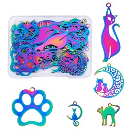 COGCHARGER Laser Cut Charm Pendant 201 Stainless Steel Egyptian Eye Charm Mixed Shape for Jewelry Necklace Earrings Crafts