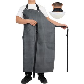 STPGIFC Thick Rubber Apron, Waterproof Apron Butcher Heavy Duty,45.3 Inch x 33.5 Inch Oil Chemical Resistant Adjustable Work Apron for DishWashing, Cleaning Fish (Black,1 Pack)