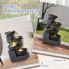 Outdoor 4-Tiers Water Fountain, Garden Cascading Waterfalls Fountain with 4
