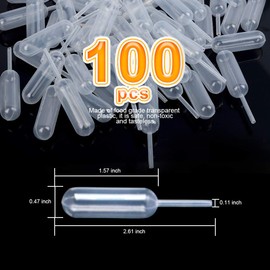Teenitor Plastic Pipettes Squeeze Dropper Disposable 4ml 100pcs Mini Flavor Injector for Chocolate Strawberries Ice Cream Mini Cakes